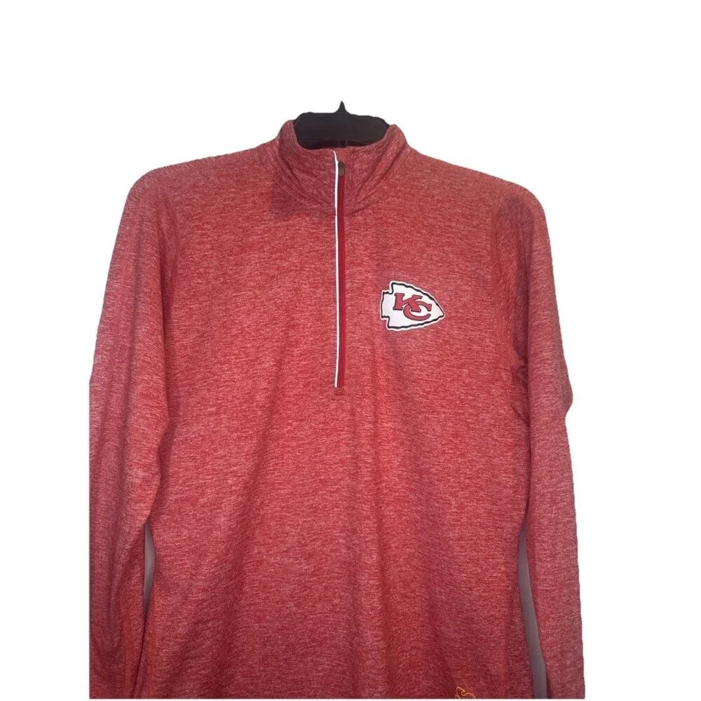 Team Apparel Nike Dri Fit Red‎ 1/4 Zip Kansas City Chiefs Long Sleeve Shirt Sz M